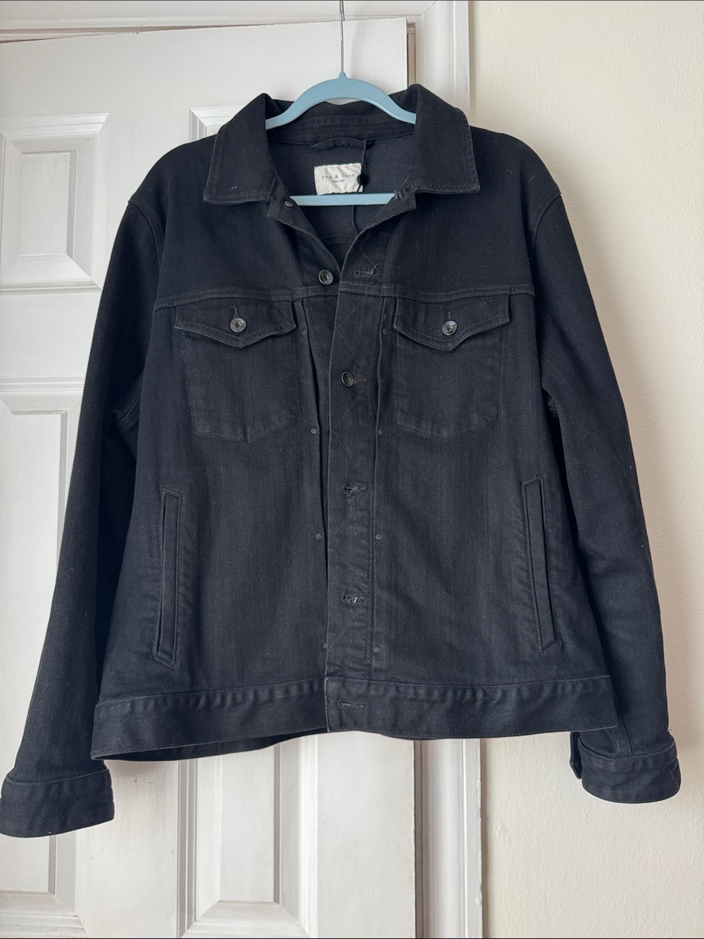 Rag & Bone Classic Fit Denim Jacket Black Size xl